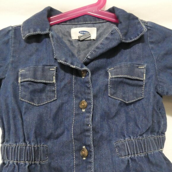 OLD NAVY | 18-24 months | Blue Button-Up Short Sleeve Denim Dress - Picture 4 of 15